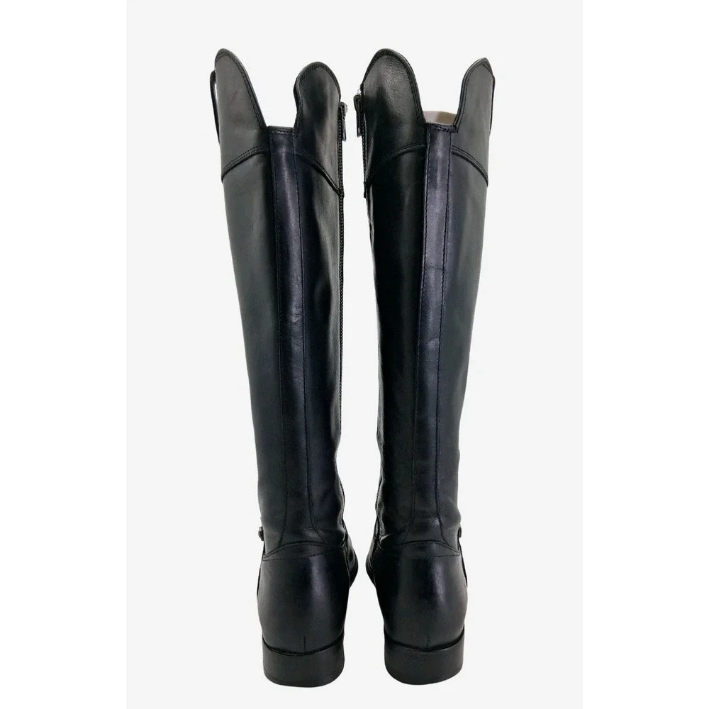 Frye Boots Womens Size 8 B Black Leather Riding Knee High Zip Extended Calf 4001